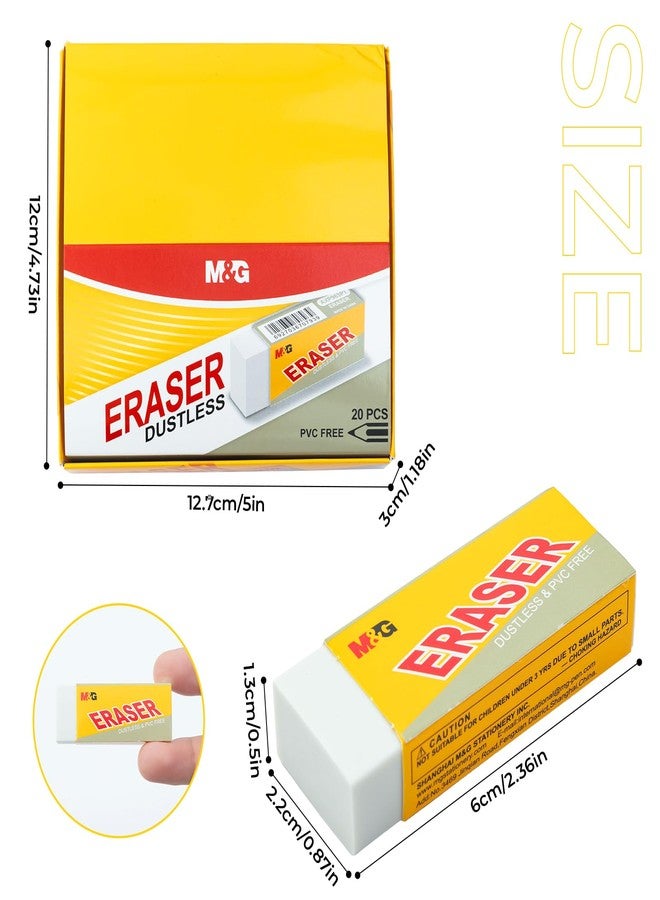 ام اند جي مجموعة ممحاة أقلام رصاص للأطفال من إم آند جي، عبوة من 20 ممحاة بيضاء، ممحاة فنية للرسم والتخطيط، للفنانين، لوازم مكتبية ومدرسية أساسية للفصول الدراسية - Image 2